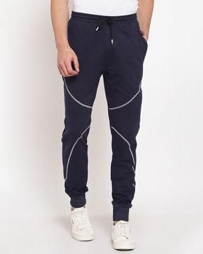 men mid-rise joggers with elasticated drawstring waist