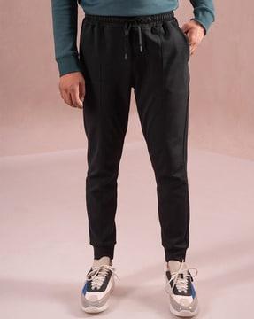 men mid-rise joggers with elasticated drawstring waist