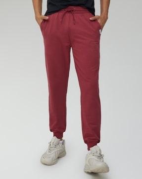 men mid-rise joggers with elasticated drawstring waist