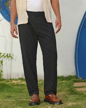 men mid-rise relaxed fit trousers