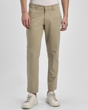 men mid rise slim-fit chinos