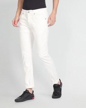 men mid-rise slim fit tapered jeans