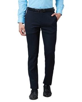 men mid-rise slim fit trousers