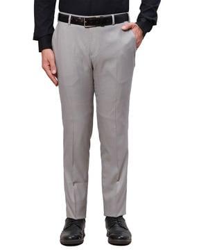 men mid-rise slim fit trousers