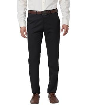 men mid-rise slim fit trousers