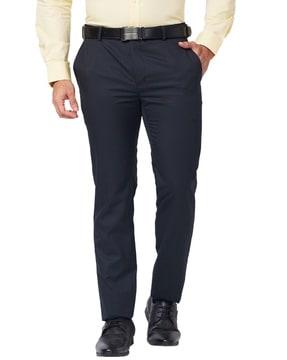 men mid-rise slim fit trousers