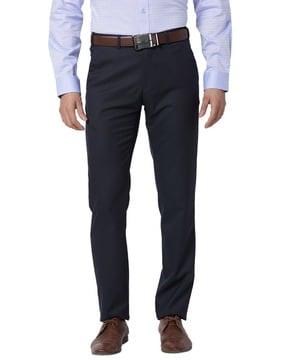 men mid-rise slim fit trousers