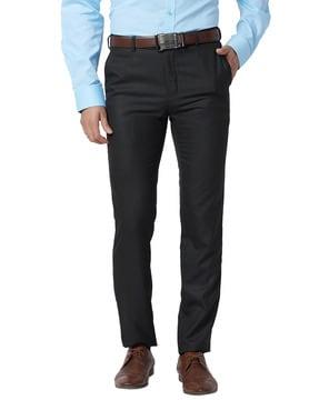 men mid-rise slim fit trousers