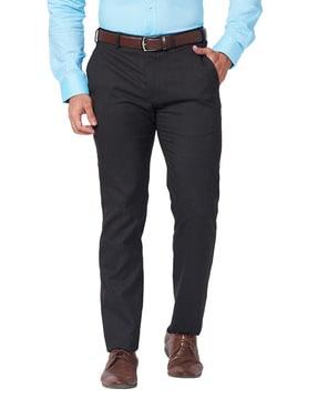 men mid-rise slim fit trousers