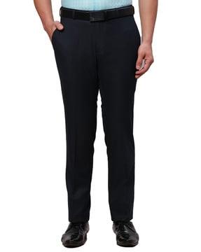 men mid-rise slim fit trousers