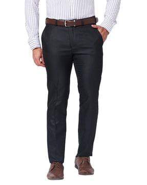 men mid-rise slim fit trousers