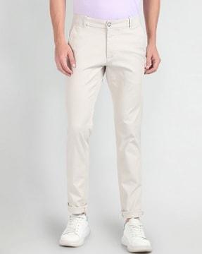 men mid-rise slim fit trousers