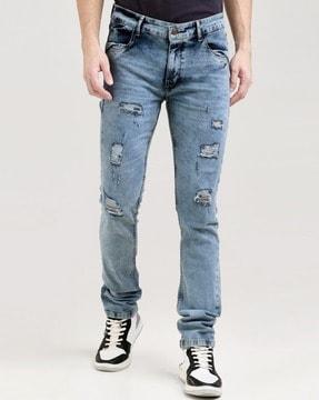 men mid-rise slim jeans