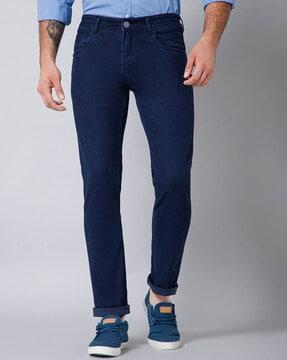 men mid-rise slim jeans