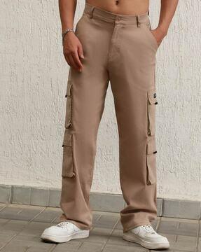 men mid-rise straight fit cargo pants