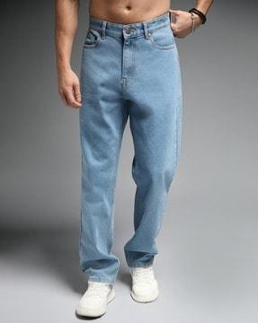 men mid-rise straight fit jeans