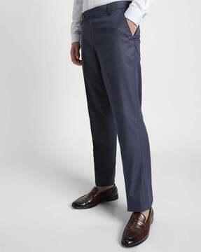 men mid rise straight fit trousers