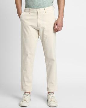 men mid rise straight fit trousers