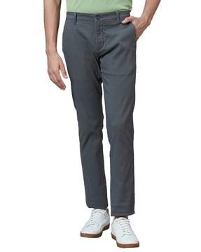 men mid-rise tapered fit trousers