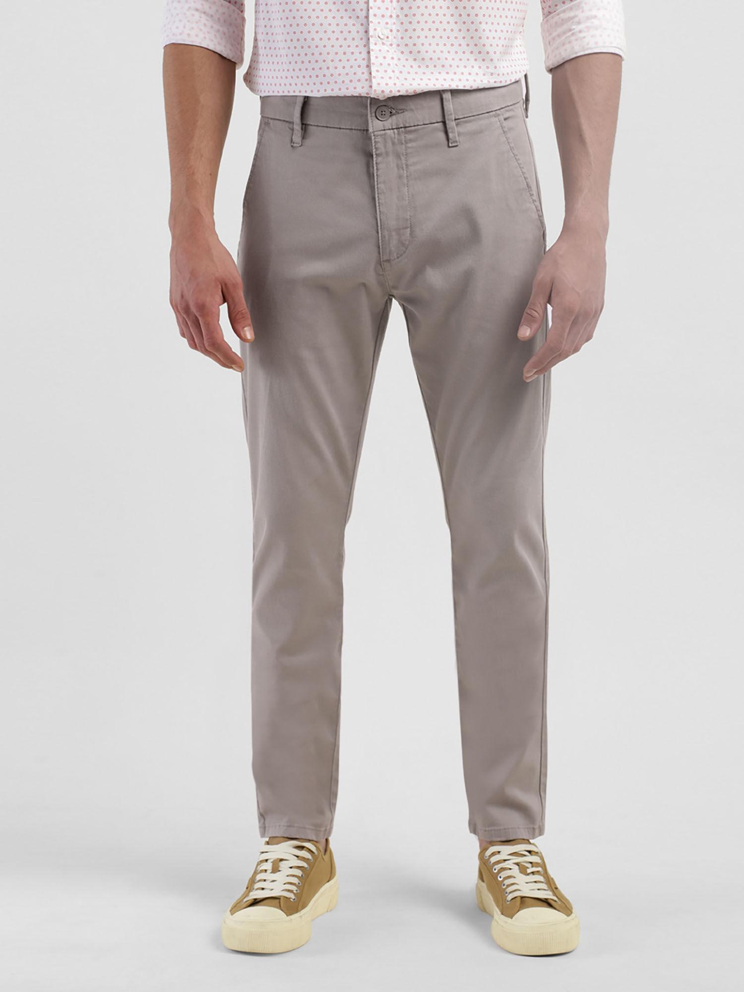 men mid-rise textured slim fit chinos