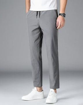 men mid-rise track pants with elasticated drawstring waist