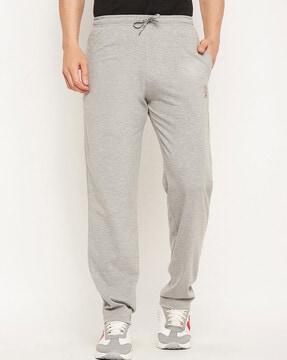 men mid-rise track pants with elasticated drawstring waist