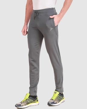 men mid-rise track pants with elasticated drawstring waist