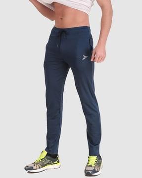 men mid-rise track pants with elasticated drawstring waist