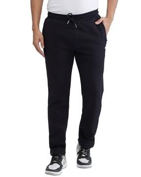 men mid-rise track pants with elasticated drawstring waist