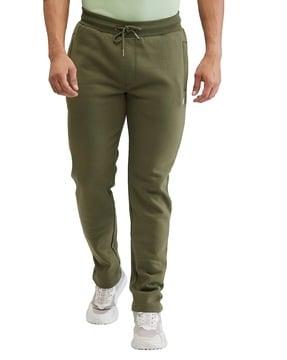 men mid-rise track pants with elasticated drawstring waist