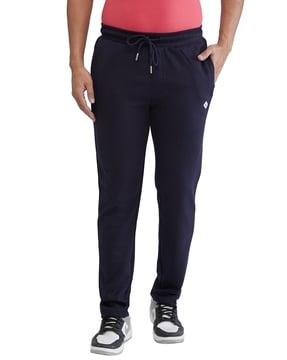 men mid-rise track pants with elasticated drawstring waist