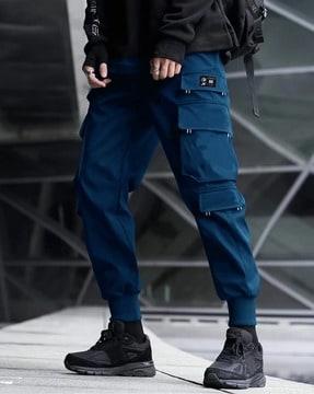 men mid-rise track pants with flap pockets