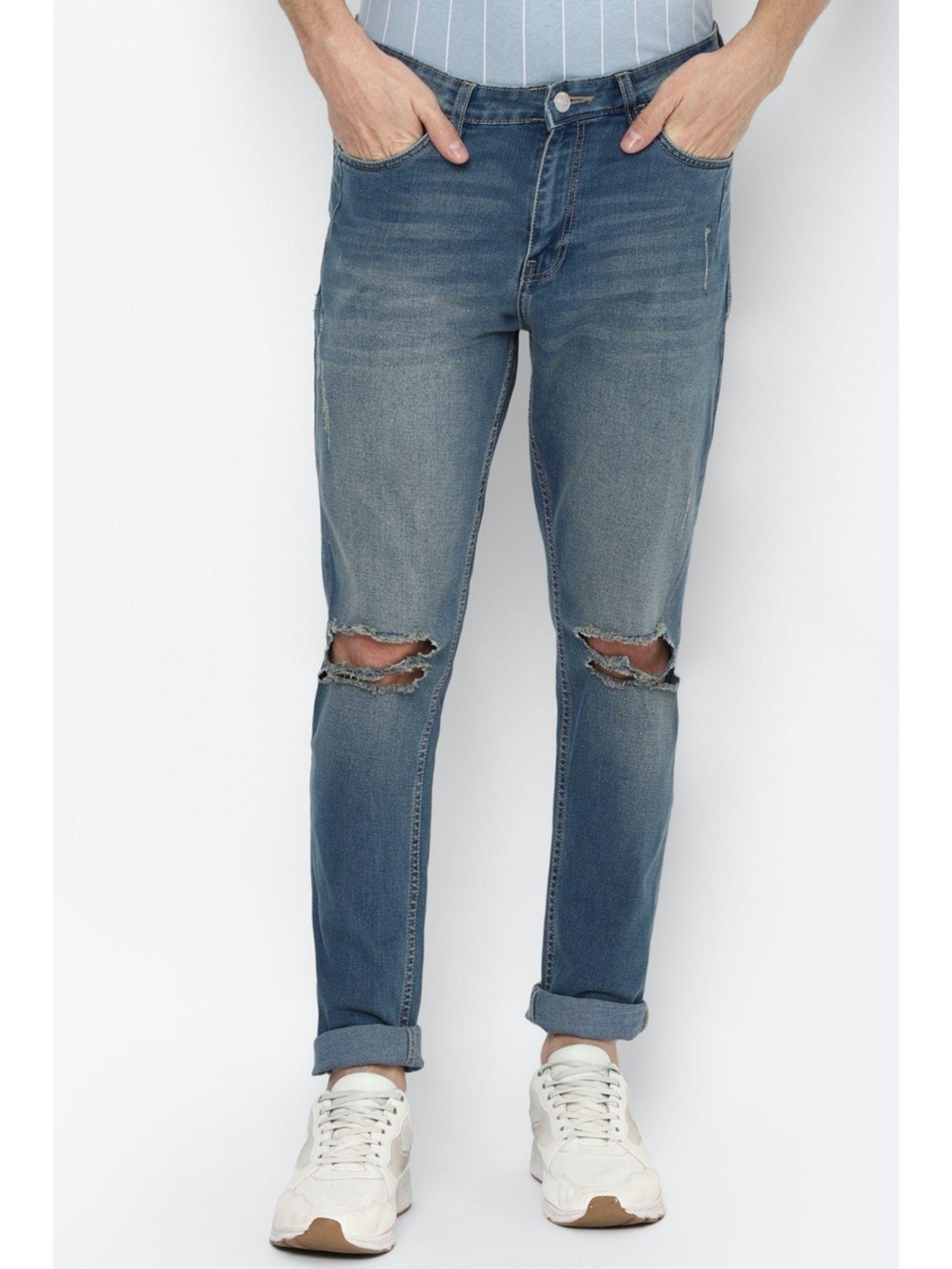 men mid waist straight fit regular length jeans