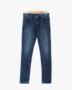 men mid-wash skinny fit jeans