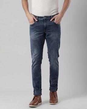 men mid-wash skinny fit jeans