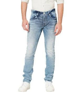 men mid washed skinny jeans