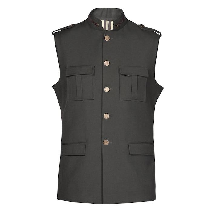 men military green nehruvian waistcoat