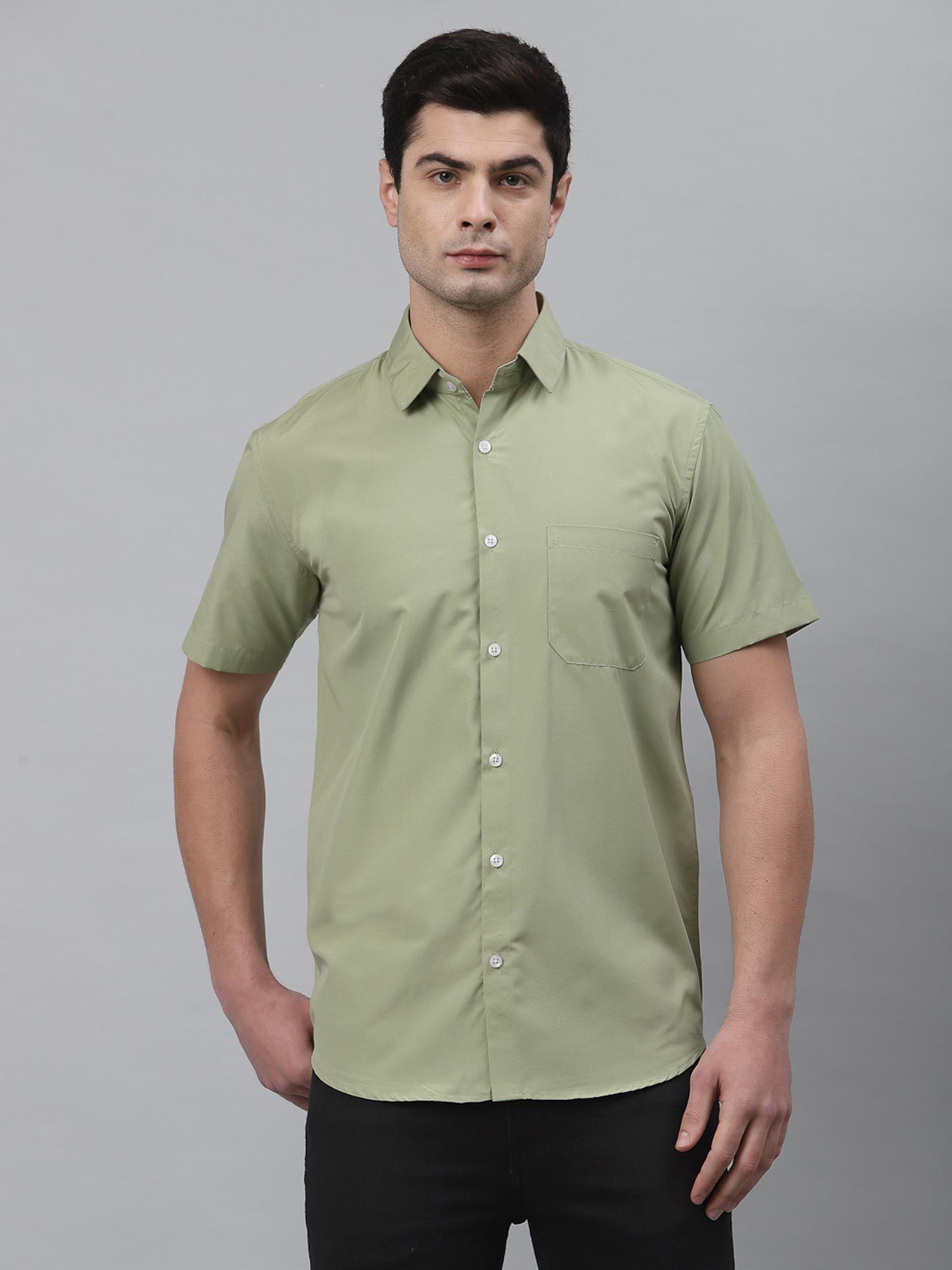 men mint green half sleeves casual shirt