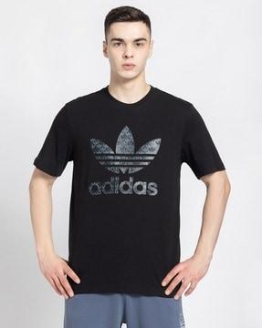 men mono brand print regular fit crew-neck t-shirt