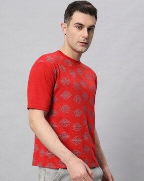 men monogram print regular fit round-neck t-shirt