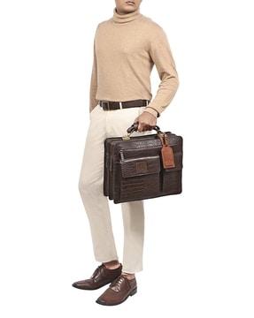 men monterey croco-pattern messenger bag