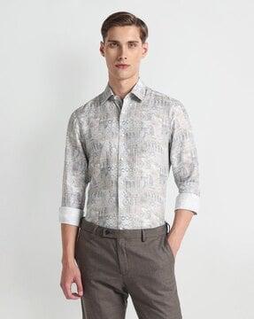 men motif print relaxed fit shirt