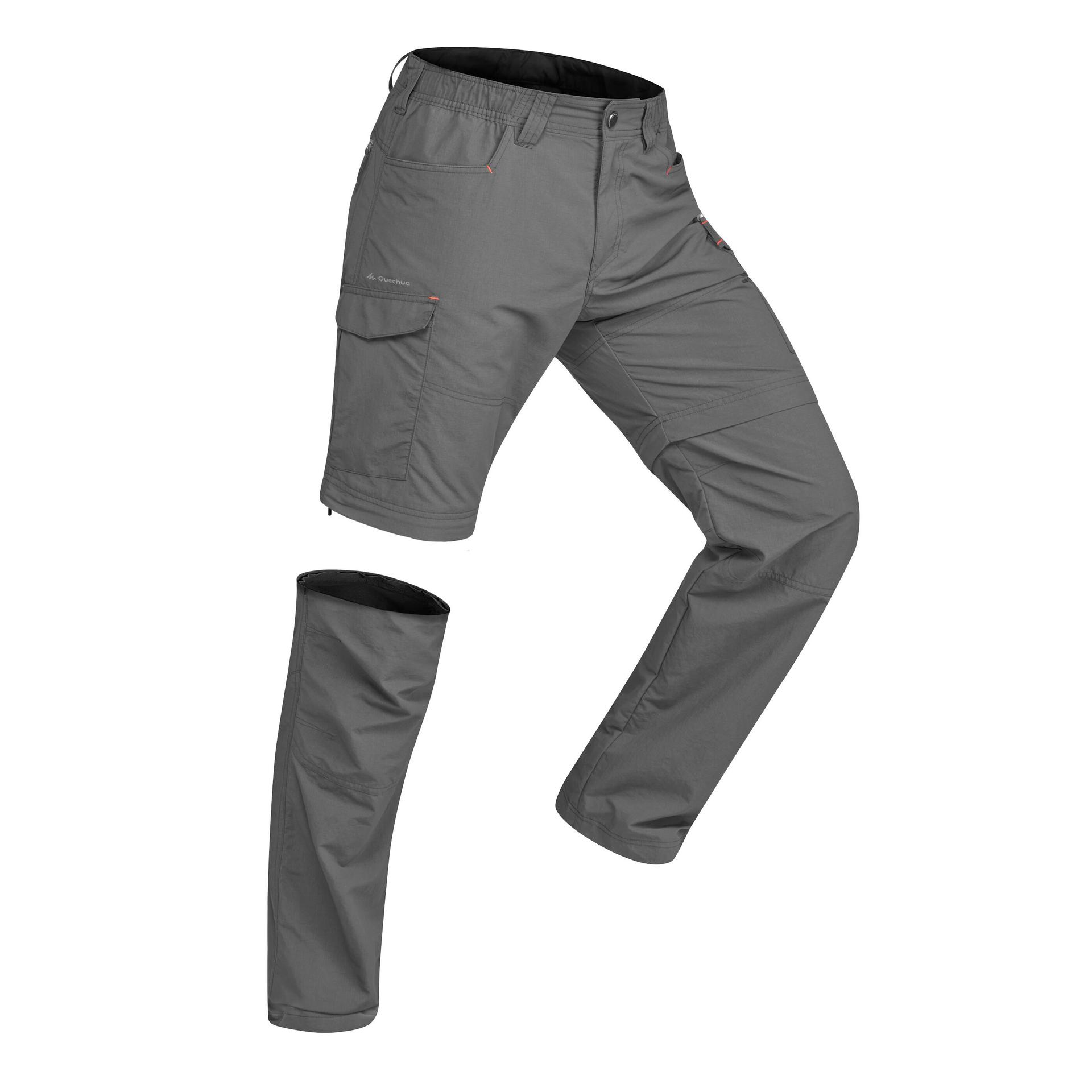 men mountain trekking convertible trousers 100 dark grey