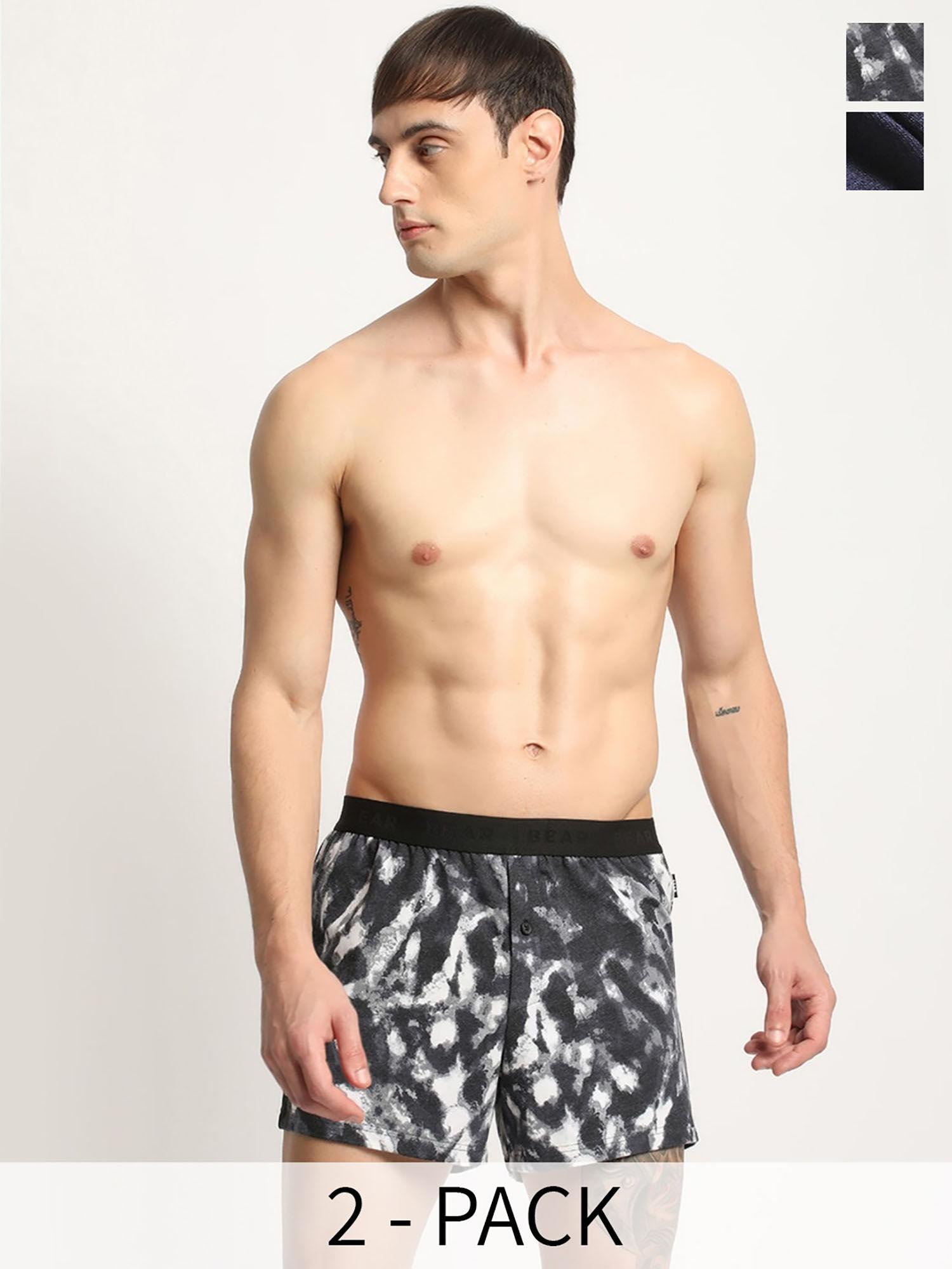 men multi-color cotton abstract boxers (pack of 2)