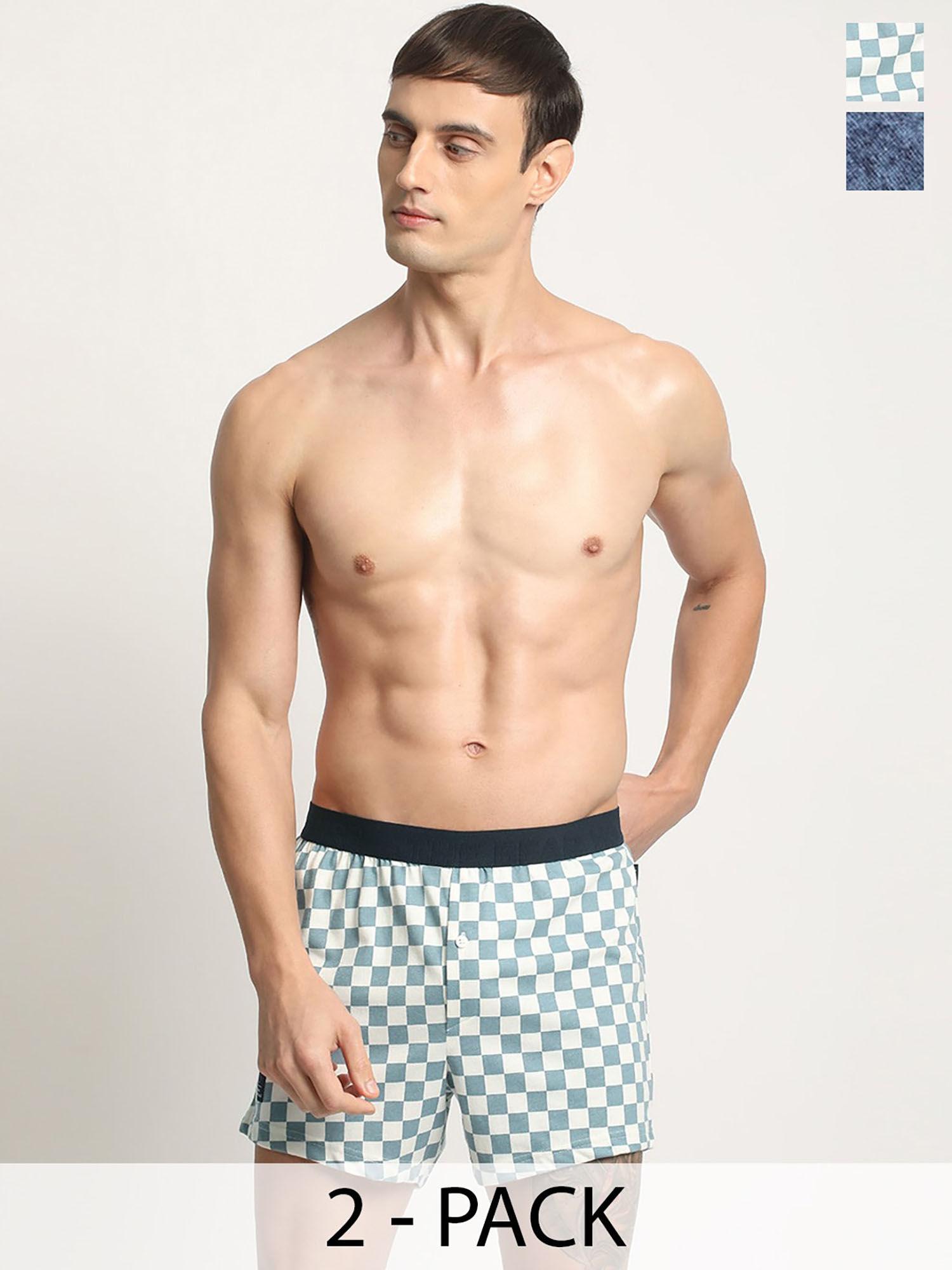 men multi-color cotton checks boxers (pack of 2)