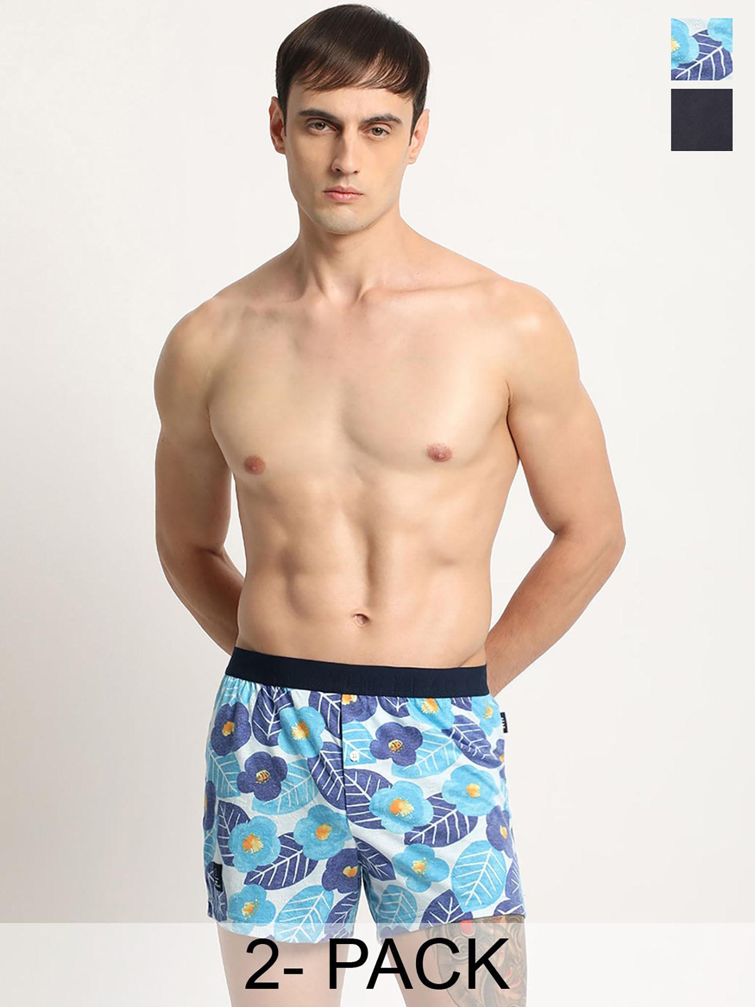 men multi-color cotton floral boxers (pack of 2)