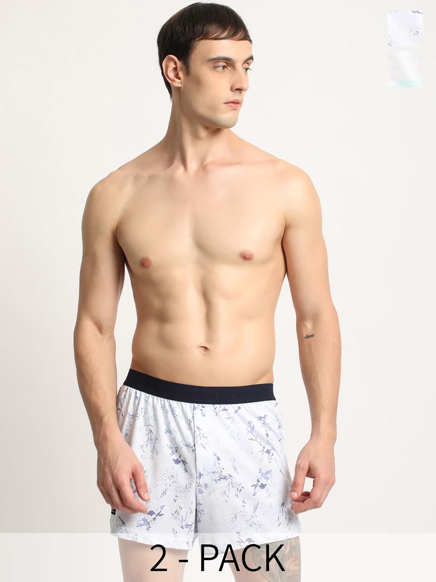 men multi-color cotton floral boxers (pack of 2)