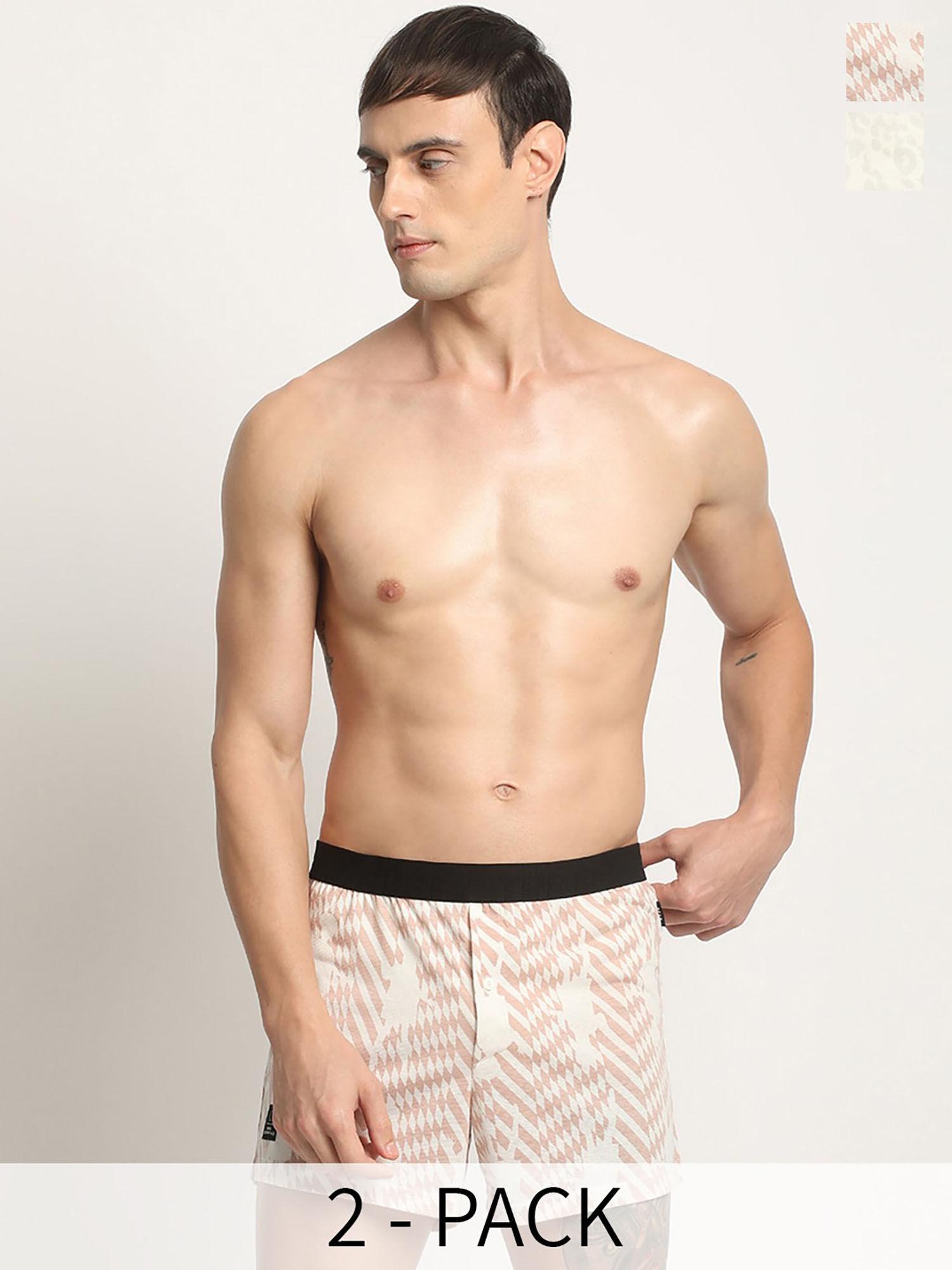 men multi-color cotton geometric boxers (pack of 2)