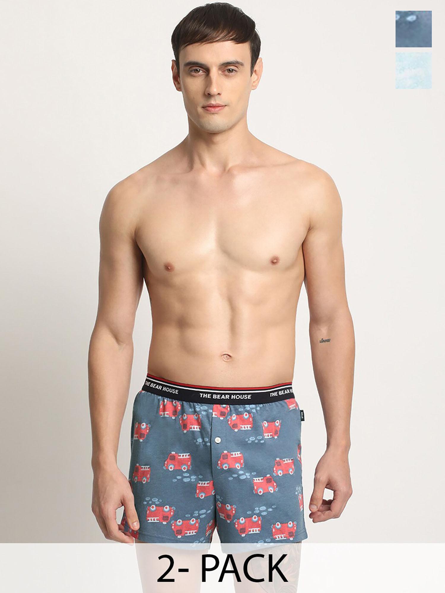 men multi-color cotton printed boxers (pack of 2)