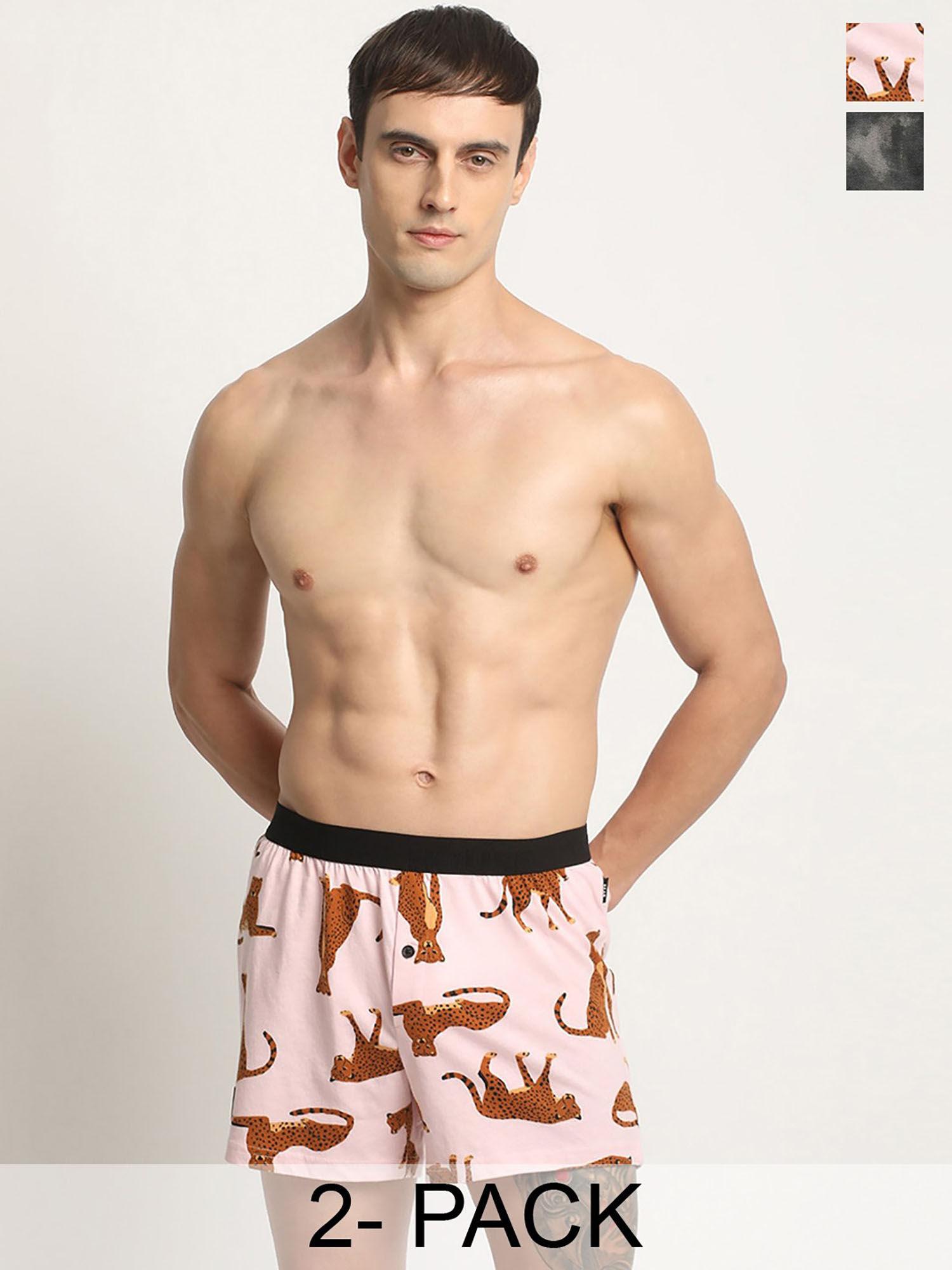 men multi-color cotton printed boxers (pack of 2)